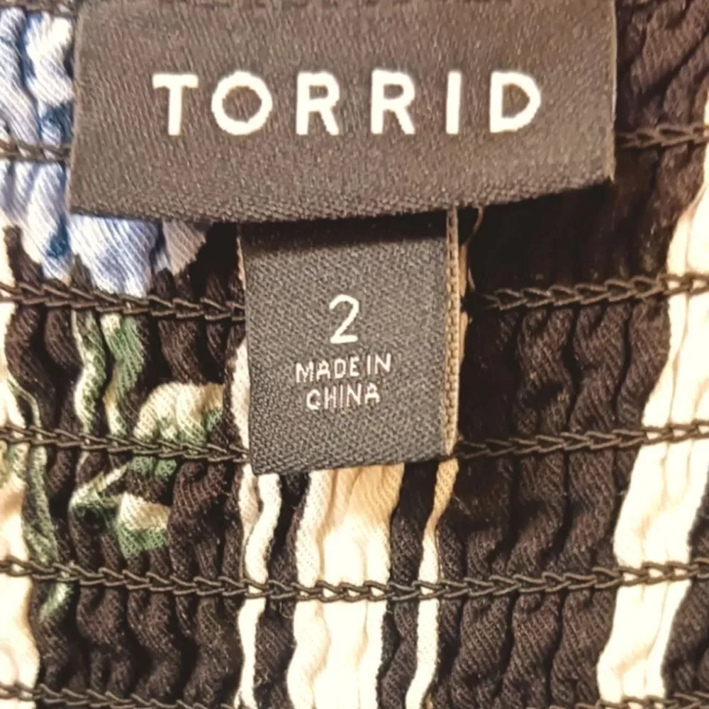 TORRID 2X Striped Floral Challis Culotte Summer Jumpsuit NWOT - Picture 4 of 13